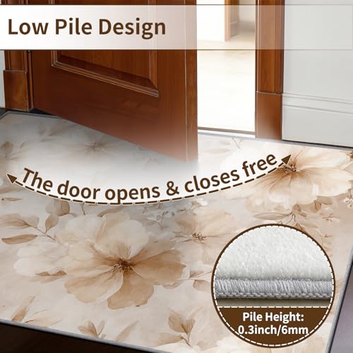 Tapete floral para dormitorio 5x7 ft, lavable y antideslizante miniatura 4