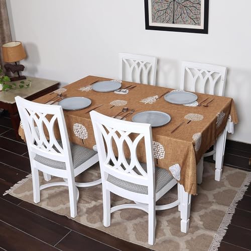 Image of Styleys Dining Table Cover Waterproof with for Kitchen Dining Table Cloth Dust and Oil Repellent (140x220, 1 Table Cover Only, Mustard Flower, CTSD3130)