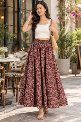 Image of Women's Printed Viscose Crepe Flared Palazzo Pants with Pockets | Elastic Waist | Full Length | Casual | Free Size