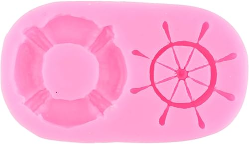 Miniatura 9 de Mujiang Moldes de silicona para timón de ancla, soga salvavidas, molde de fondant, moldes de chocolate pirata para decoración de pasteles de azúcar,