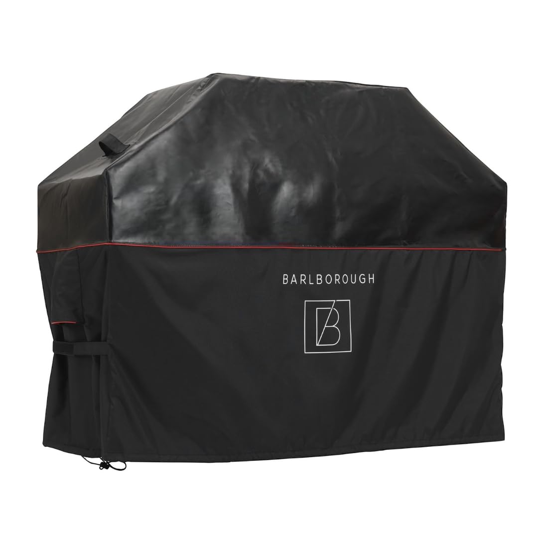 Barlborough Premium BBQ Cover | Heavy Duty Waterpoof Barbeque Gas Charcoal Grill Cover | Windproof, Ultra Stong Rip Proof Material| Fits Webber, Outback and more | 130L x 65D x 112H cm Medium