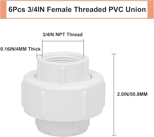 Miniatura 9 de Adaptador de acoplamiento hembra de unión de PVC roscado hembra de 1 pulgada (hembra x hembra) Adaptador de acoplamiento de unión hembra FNPT de 1