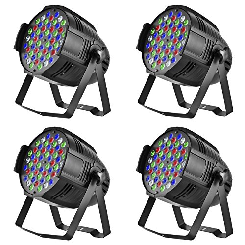 Eyourlife 4pcs Par LED 54x3w LED Lights 162watt RGBW PAR 64 DMX512 Stage Party Show