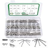 FOLIV 555PCS #4#6#8 Wood Screw Assortment Kit, 304 Stainless Steel Phillips Flat Head Self Tapping Screws, 1/4” to 2” Length