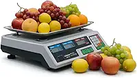 Balança Comercial Digital Até 40kg Função Tara E Zero Superfície Em Inox Painel LCD Alimentação Por Cabo Alta Precisão Para Uso Comercial E Industrial Bivolt