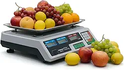 Balança Comercial Digital Até 40kg Função Tara E Zero Superfície Em Inox Painel LCD Alimentação Por Cabo Alta Precisão Para Uso Comercial E Industrial Bivolt