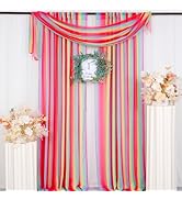 ShinyBeauty Rainbow Curtains 84 Inches Long, Sheer Curtains 2 Panels, Chiffon Backdrop for Party,...