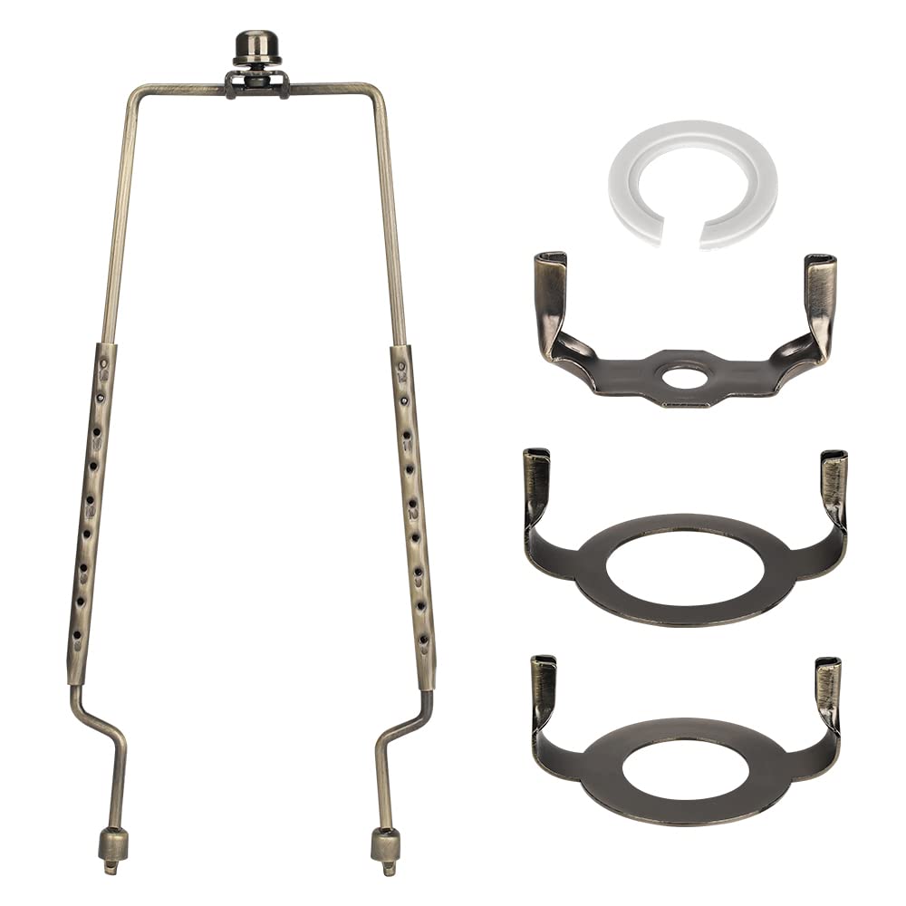 ALUCSET Adjustable Lamp Harp Kit, Gold Metal, Fits Standard Lamp Rod &