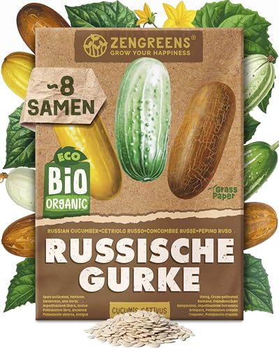 ZenGreens - Bio Russische Gurken Samen - Russische Gurkensamen - Gemüsesamen für den einfachen Anbau im Garten Balkon oder Hochbeet - Gemüse Saatgut