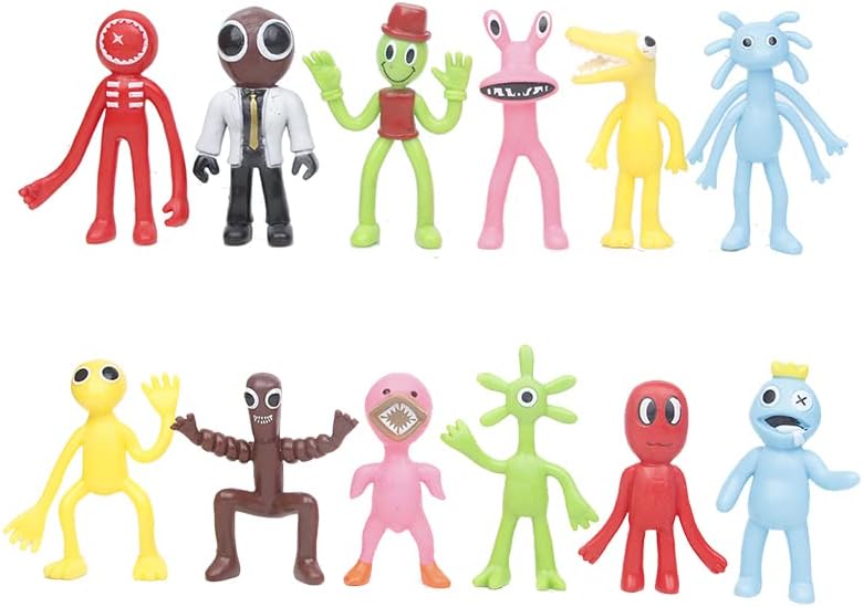 XIAOLAN 12 pcs Rainbow Friends Collection Doll Set Action Figures Rainbow Friends Party Favor Supplies Cake Toppers, 4 inches (12pcs)