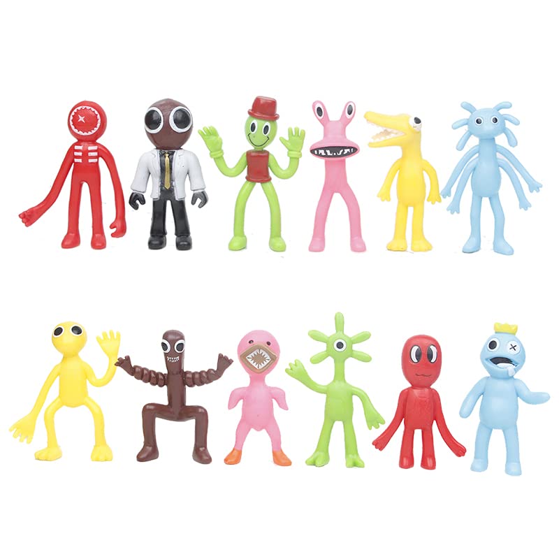 XIAOLAN 12 pcs Rainbow Friends Collection Doll Set Action Figures Rainbow Friends Party Favor Supplies Cake Toppers, 4 inches (12pcs)