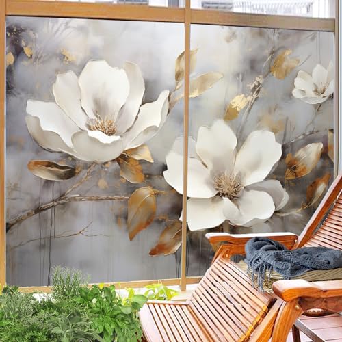 Vinilo Decorativo para Ventana Retro Flores Blancas 17.7x23.6 pulg x2 piezas miniatura 4