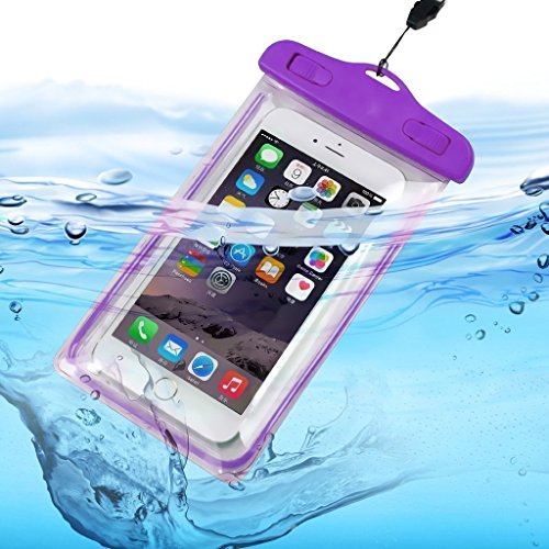 Funda Impermeable Universal, LeSB IPX8 Bolsa Seca de Teléfono Móvil Bolsa Estanca para iPhone X/8/8+/7/7+/6S/6S+, Galaxy S9/S9+/S8/S8+/Note8, Pixel 2, Huawei Xiaomi LG BQ hasta 6,0" Diagonal -Morado