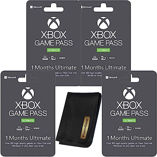 microsoft - xbox game pass ultimate 1 month membership code printed on card 4 pack  premgear cleaning cloth