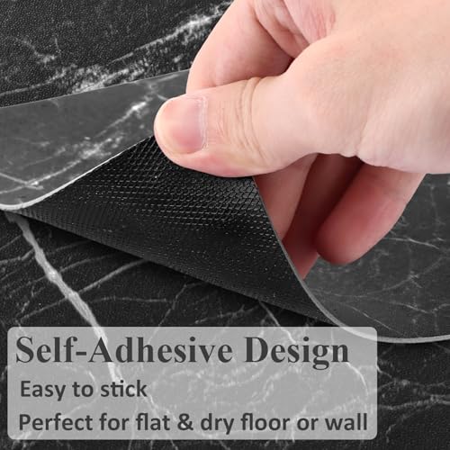 CYEER 40 Stück Vinylboden Selbstklebend (3,6m²) – 30x30cm PVC Bodenfliesen in Marmor-Optik Schwarz – Wasserfester Bodenbelag für Küche, Bad & Wohnzimmer – DIY Klebefliesen für schnelle Renovierung