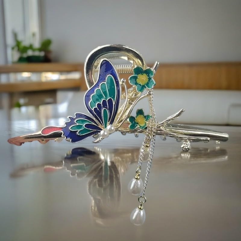 Butterfly Claw Clip For Women,Metal Clips,Clutcher,Artificial Stone Tassel Clips,Beautiful Hair Accessories Girls/Kids Festival/Casual Wears/Gifts (1Pcs),Multi (B0CT58F574) Amazon Price History, Amazon Price Tracker