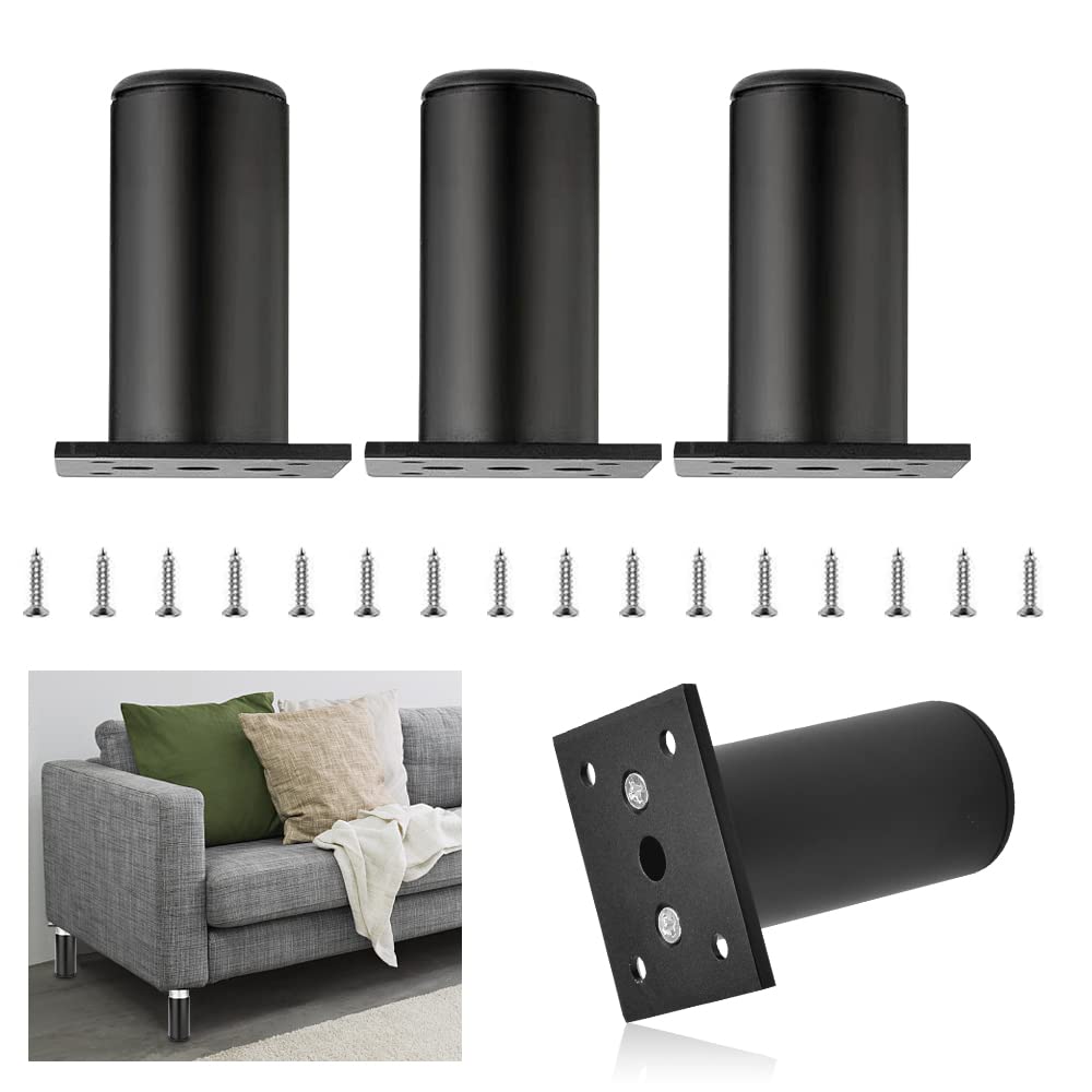 Buy JUNMEIDO 4Pack Adjustable Furniture Legs 80mm95mm Black Metal Sofa