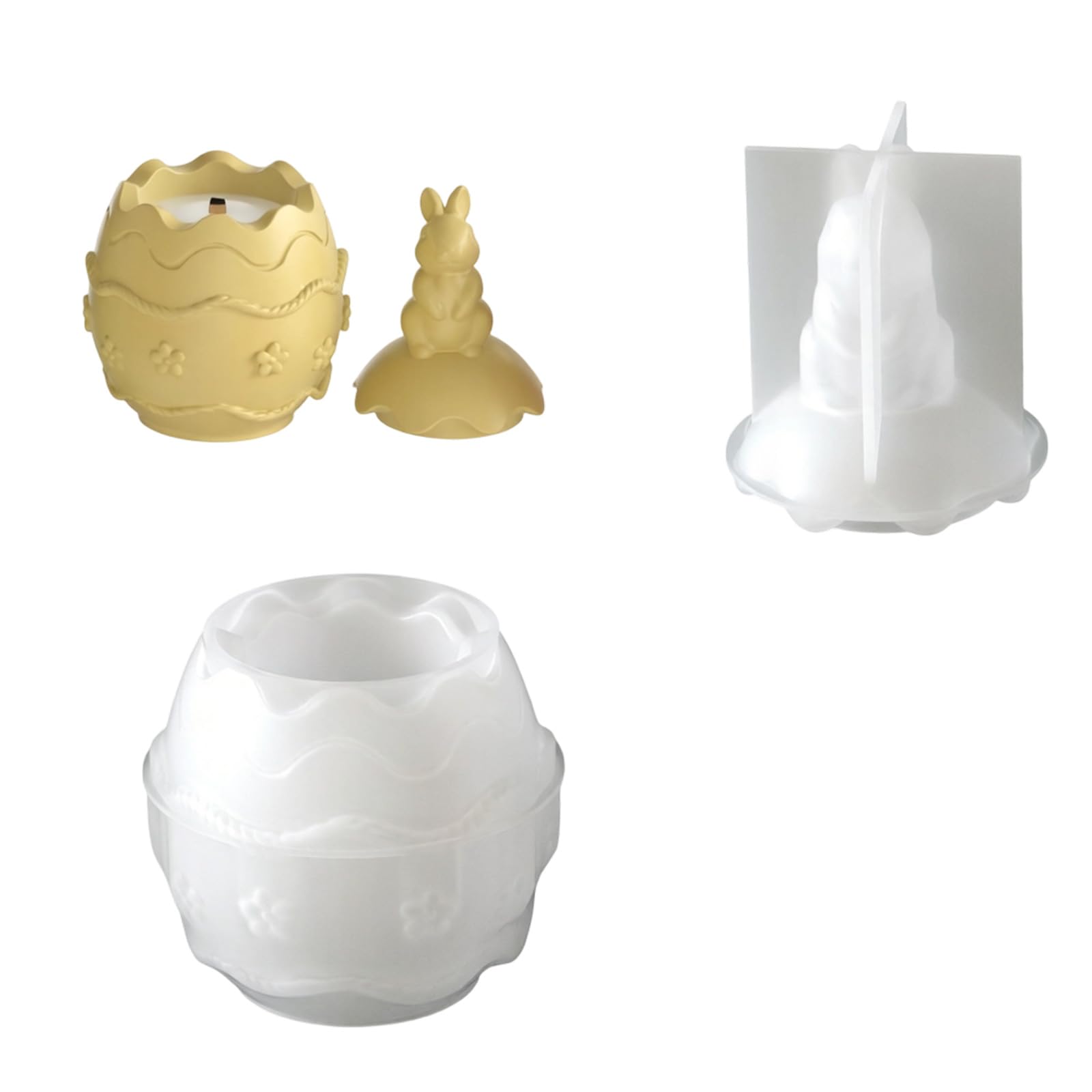 OSNIYAW Eggs Resin Jar with Lid Hare Eggs Shape Silicone Molds for Making Holder and Holiday Decoration Easter Oocyte Elastomer Cast Rosin Casting Soap Lagomorph Cup Recyclable Elastomer Holiday