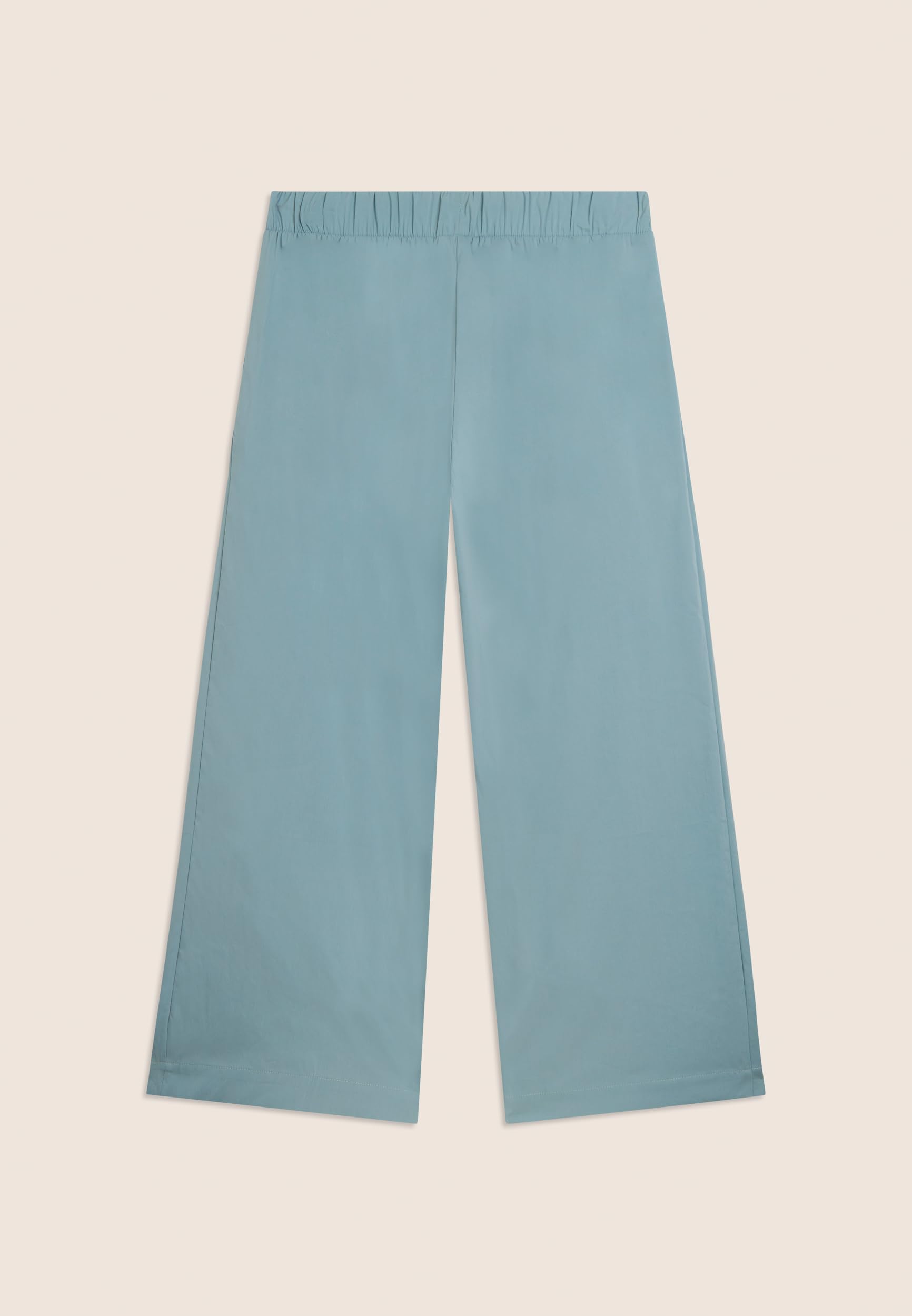 FREDDY - Pantaloni Donna Cropped in Popeline Elasticizzato con Ricamo Floreale sul Fondo, Vita Regular con Coulisse e Gamba Ampia - Pantaloni Casual