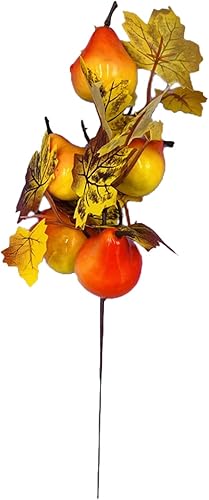 Miniatura 8 de 6 palillos florales de otoño, hojas de arce artificiales de 9.4 pulgadas, tallos de calabaza, bayas, tallos de calabaza para jarrones, selecciones