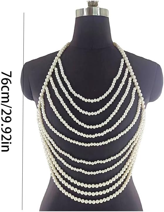 NOIAFZY ハンドメイドフェイクパールビーズボディチェーン1個 - レディースサマービーチアクセサリー