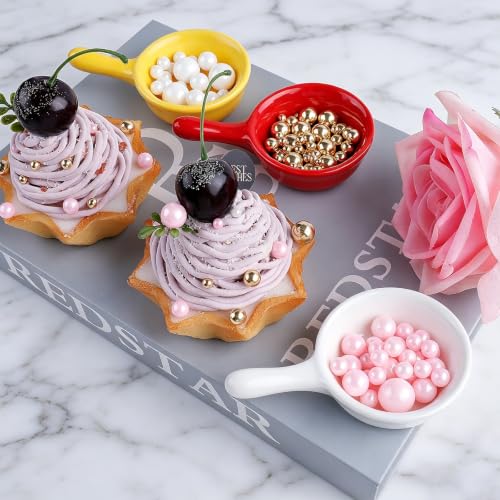 Image of Gold Pink and White Sprinkles for Cake Decorating, 130g /4.6oz Edible Pearl Sprinkles Mix, Sugar Candy Pearls for Baking, Cookie Decorations and Cupcake Toppings, Wedding Party Holiday Supplies