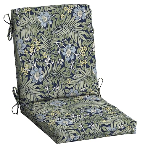 Image of Arden Patio Dining Outdoor Chair Cushions, 20x44, Rain-Proof Seat Pad, Fade-Resistant Outdoor Cushion Sapphire Morrison Floral