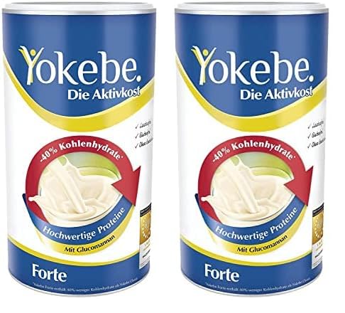 Yokebe Forte - Diätshake zur Gewichtsabnahme - 40% weniger Kohlenhydrate - glutenfrei, laktosefrei und vegetarisch - kalorienarmer Diät-Drink mit Proteinen - 500 g : 10 Portionen (Packung mit 2)