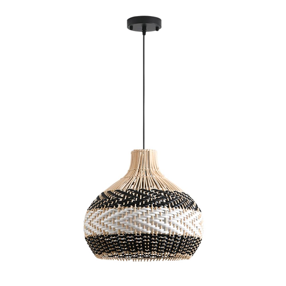 CHUNGYANG Restaurant Pendant Lamp Wabi-sabi Style Rattan Woven Lighting Fixture for Guesthouse Living Room Nursery Foyer Vintage Hand Woven Light Fixture for Entryway Tea Room Boho Style Hanging Lamp