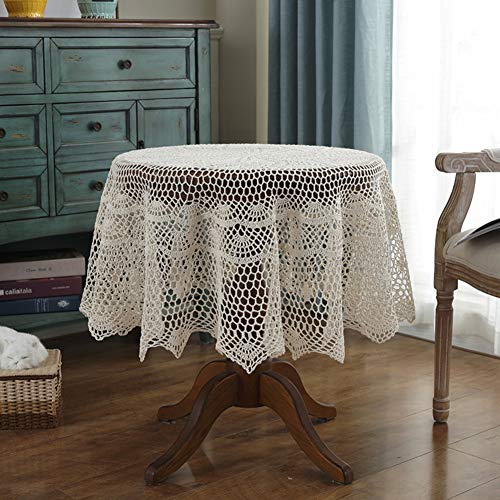 Nappe au crochet faite à la main beige pour protéger une table avec élégance