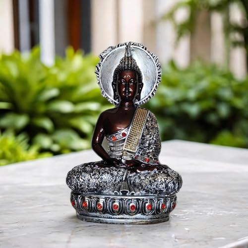 Image of YASHONIDHI Beautiful Sitting Buddha Statue for Home Decor, Resin, Metallic Brown, Height: 30.5 cm (1 feet), Showpiece for Gift, Buddha Idol