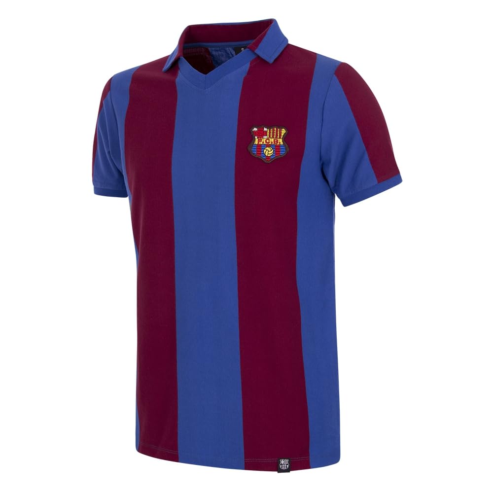 Copa - Camiseta de Fútbol - Hombre - FC Barcelona 1980/81 - Azul/Rojo - 100% algodón