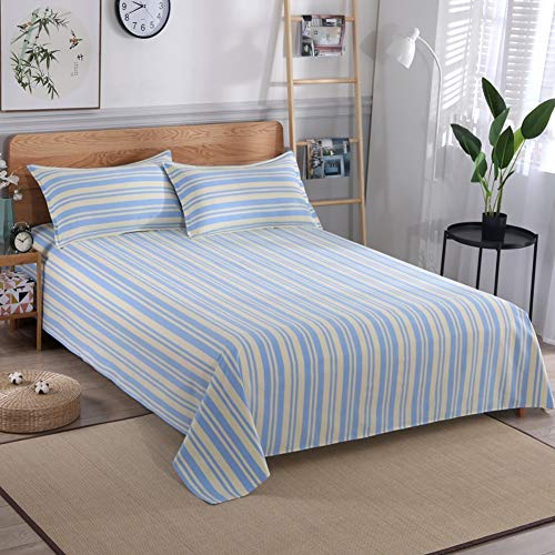 YB&GQ 100% Cotton Flat Sheet,Striped Bed Top Sheet Best Hotel Quality Cool Top