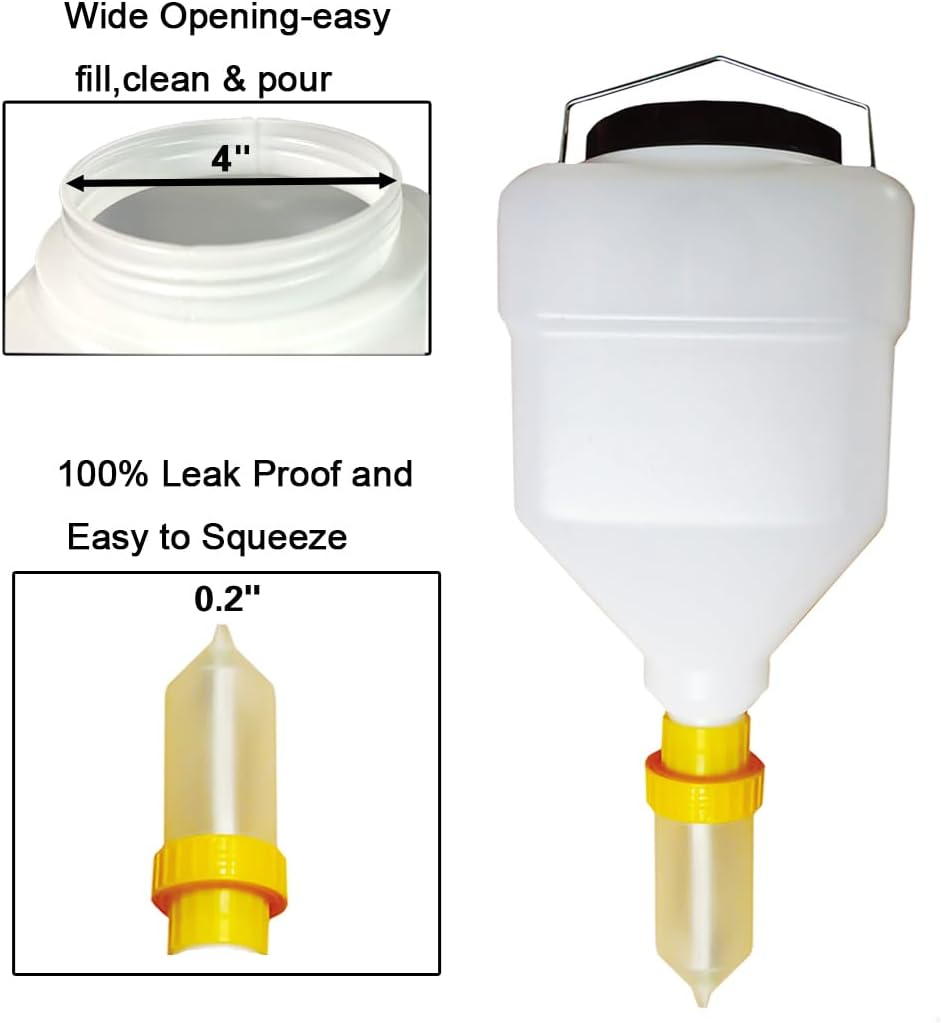 Large Capacity Condiment Dispenser for Restaurant and BBQ - Refillable Sauce Squeeze Bottle and Leak Proof Design for Mustard, Salad, Ketchup and More (round, 5.5 Liters)