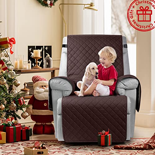Image of KinCam 100% Waterproof Recliner Chair Cover, Reclining Couch Covers for Pets, Dogs, Recliner Couch Slipcover Furniture Protector with Elastic Straps for Kids(23.6 inch, Maroon)