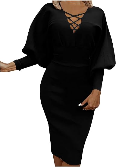 Amazon.com: Vestidos elegantes de las mujeres Color sólido delgado vestido  de media longitud casual cintura alta bolsa cadera falda vestidos,  balconcito, S, Negro : Ropa, Zapatos y Joyería