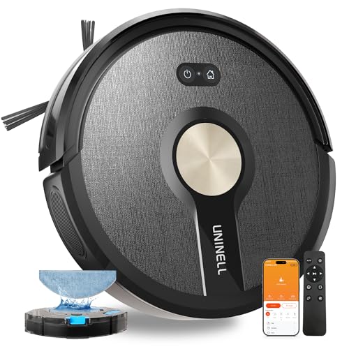 uninell UR1 Robot Vacuum Cleaner with Mop,Robotic Vacuum with 5000Pa Super Suction,180min,Ultra-Slim Robot Vacuum with Auto Carpet Boost,APP/Remote/Voice Control,Ideal for Carpets/Hard Floors/Pet Hair