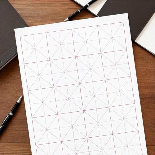 Papel para práctica de caligrafía china COHEALI de 100 hojas semirraw con cuadrícula 5