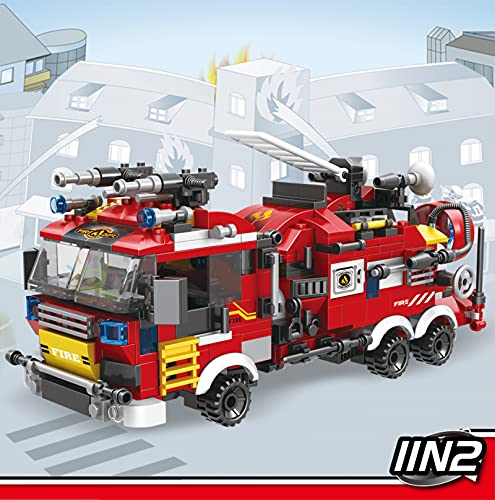 Pidepcos LEGO 806pcs Feuerwehr 8in1 LKW Auto Hubschrauber Boot Bausteine Stadt Feuerwehr Figuren Spielzeug Feuerfahrzeug… – Bild 7