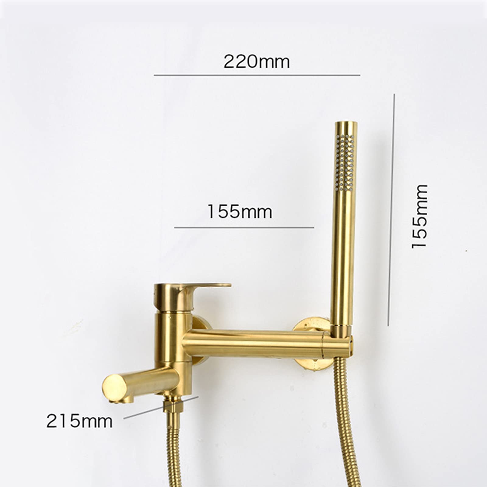 Copper Bathtub Faucet, Can Swing Hot and Cold Water Mixer Tap, Wall-Mounted Single Handle Bathroom Shower Faucet Set, Brushed Gold