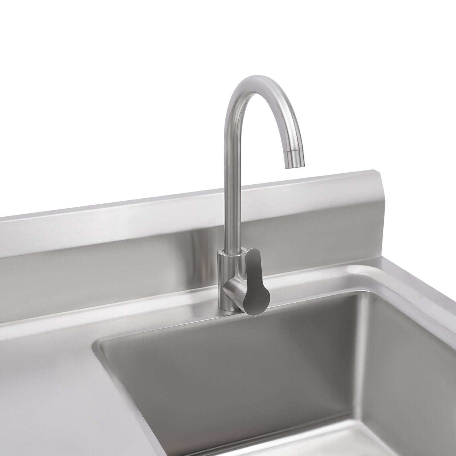KüChenspüLe SpüLtisch Rechts GastrospüLe Waschtisch Edelstahl SpüLbecken SpüLtheke EdelstahlspüLe Mit Klopfen Waschbecken Faucet KüChe SpüLe Garten CampimgspüLe SpüLtische 1 Becken 100X60cm