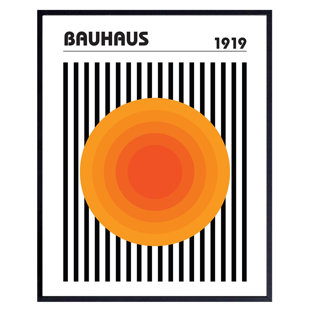 Mid-century modern Bauhaus Art - Burnt Orange Geometric Wall Decor Living room - Retro Vintage Minimalist Wall Art - Abstract Art Home Decor Bedroom