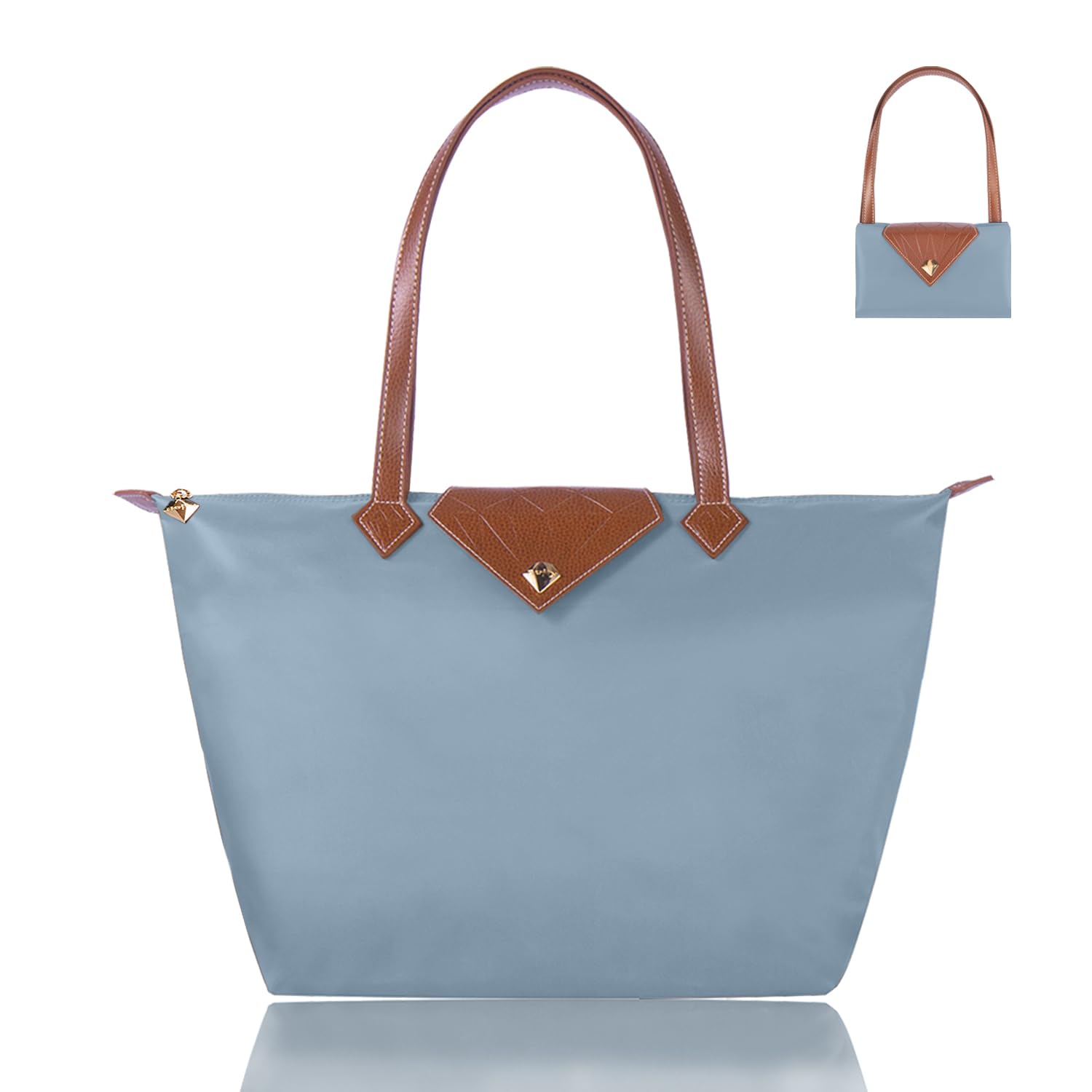 BOJLY Women Tote Bag,Stylish Waterproof Nylon Ladies Shoulder Bag, Folding Beach Travel Bag for Work,Shopping, Airy Blue Large Clothing, Shoes & Accessories