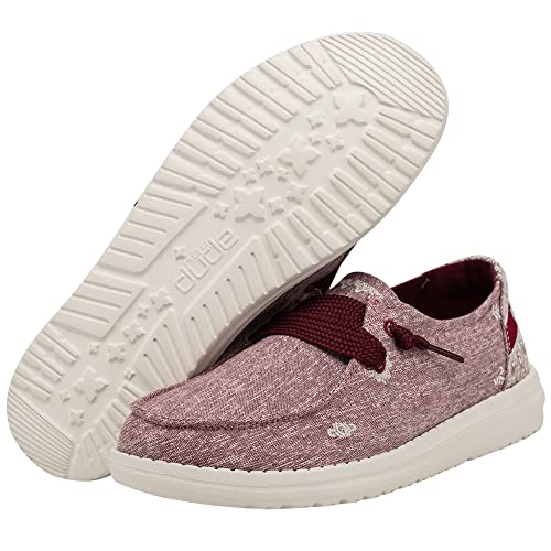 Image of HEYDUDE Women's Wendy Flora Peony Red Size 8 | Women's Shoes | Women's Lace Up Loafers | Comfortable & Light-Weight