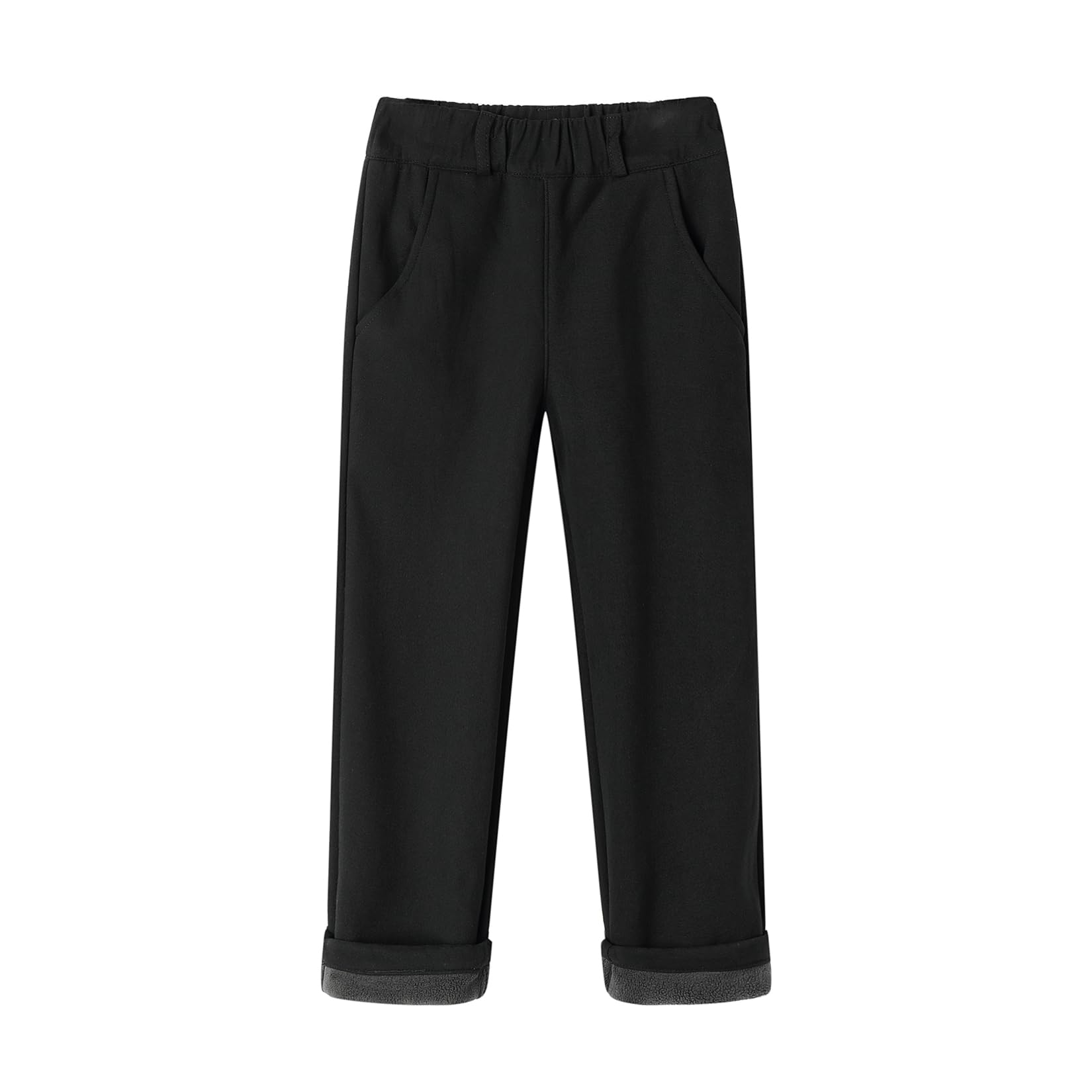 Mud Kingdom Pantalones cargo tejidos para niños y niños pequeños, con forro polar, cintura elástica, uniforme escolar