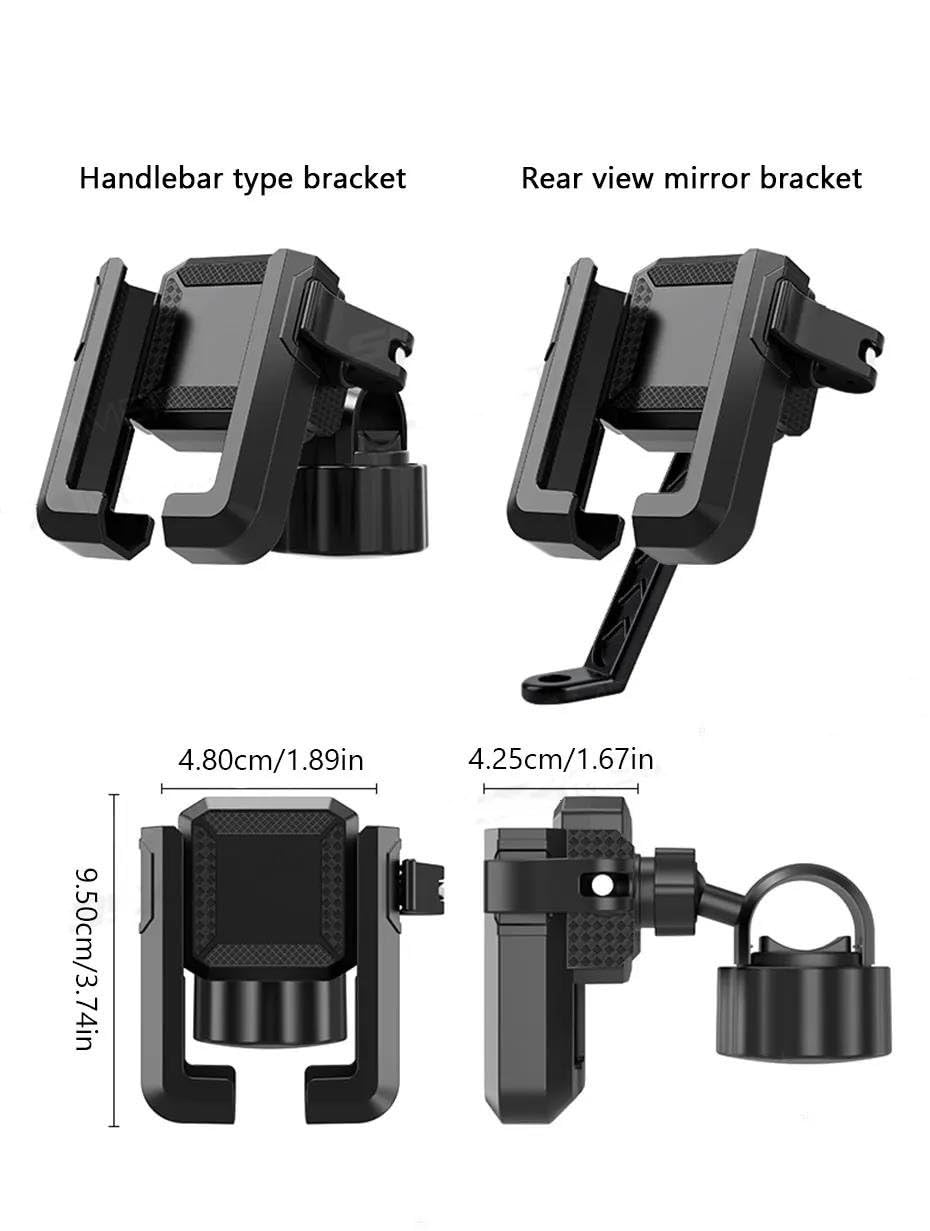 Porte Telephone Velo Réglable Support de téléphone Portable pour Moto et vélo, GPS, Support de téléphone Portable, Miroir, Guidon, Compatible avec Smartphone 4 à 7 Pouces Moto Support Porte Téléphone