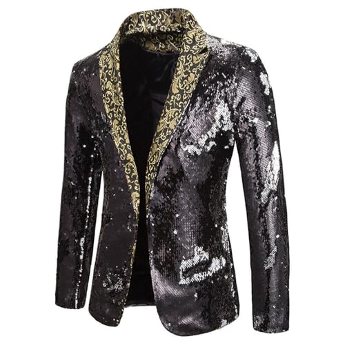 Men's Sequin Coat Peak Lapel Suit Blazer One Button Tuxedo Jacket for Activity Performance2