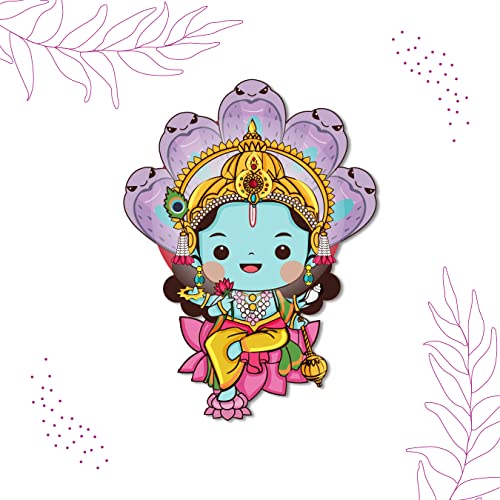 Image of Bhai Please Lord Vishnu Wooden Fridge Magnet | Vishnu Gift | Devotional Magnet | Hindu Gods Fridge Magnet | Spiritual Home Decor | Pooja Room Gift | Divine Magnet