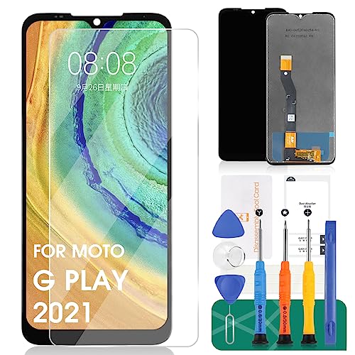 Screen Replacement for Motorola Moto G Play 2021 XT2093 XT2093-3 XT2093-6 XT2093-7 XT2093DL 6.5‘’ LCD Display Touch Digitizer Assembly Glass Repair(Black)