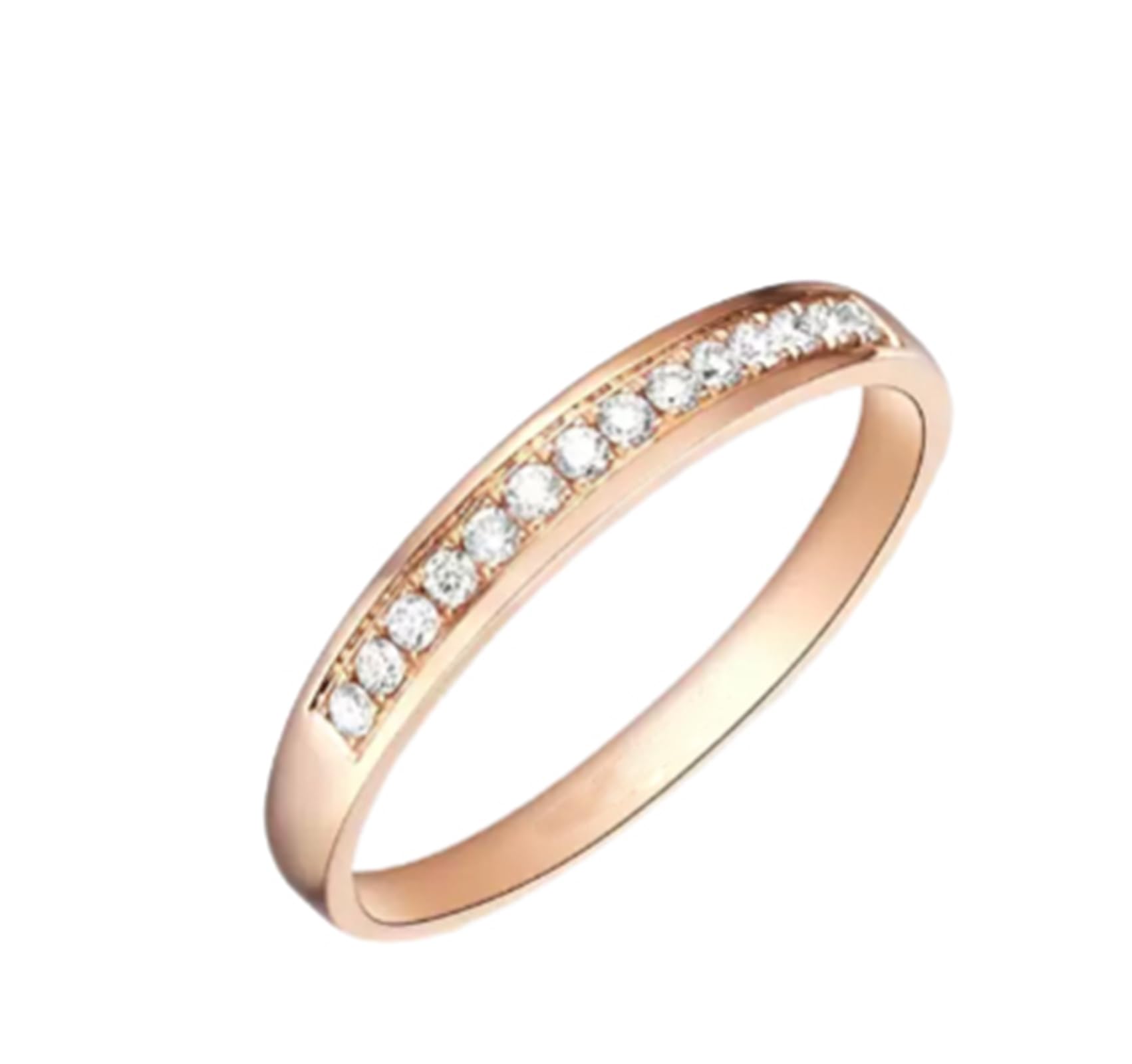 Anillo de mujer de oro rosa auténtico, anillos de compromiso de oro auténtico, alianzas de media eternidad, 0,15 quilates de diamante para mujer